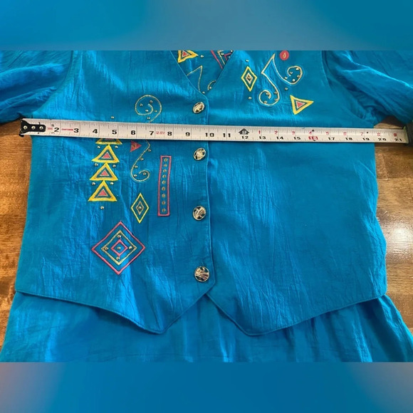CITY GIRL BY NANCY BOLEN Vintage 80s Turquoise Two Piece Set Made in the USA - Picture 16 of 16